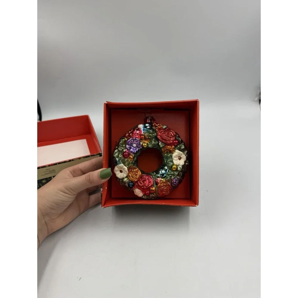 Target x John Derian Glass Wreath Ornament 4.5in Bright Colors New In Box